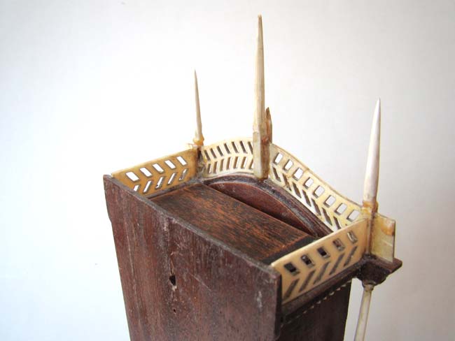An American Sailor-Made Carved Mahogany and Ivory Tall Case Clock Watch Hutch, probably from Nantucket, circa 1820-1840 — image 6